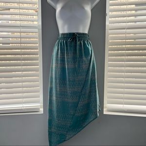 Teal Cross-Cut Midi Skirt